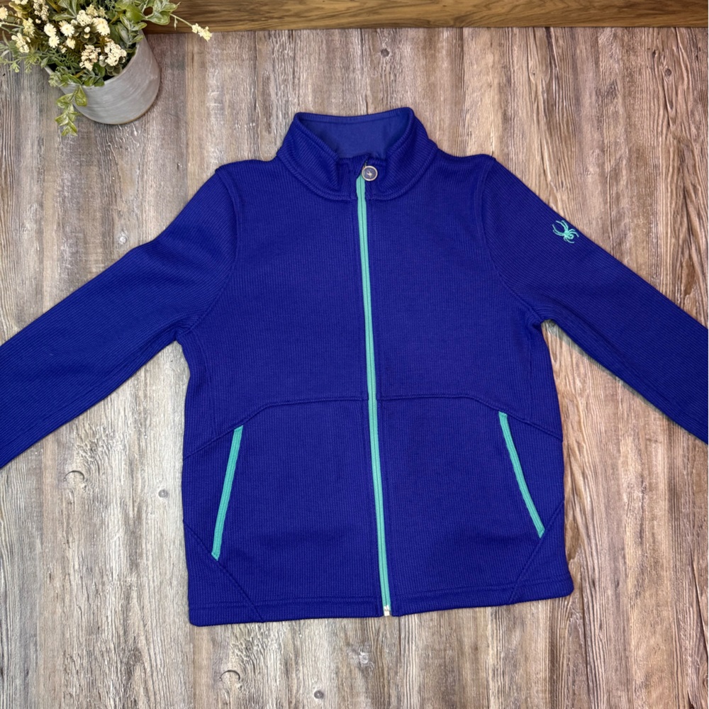 Spyder Girls Endure Stryke Knit Full Zip Blue Active Athletic Jacket XL 18